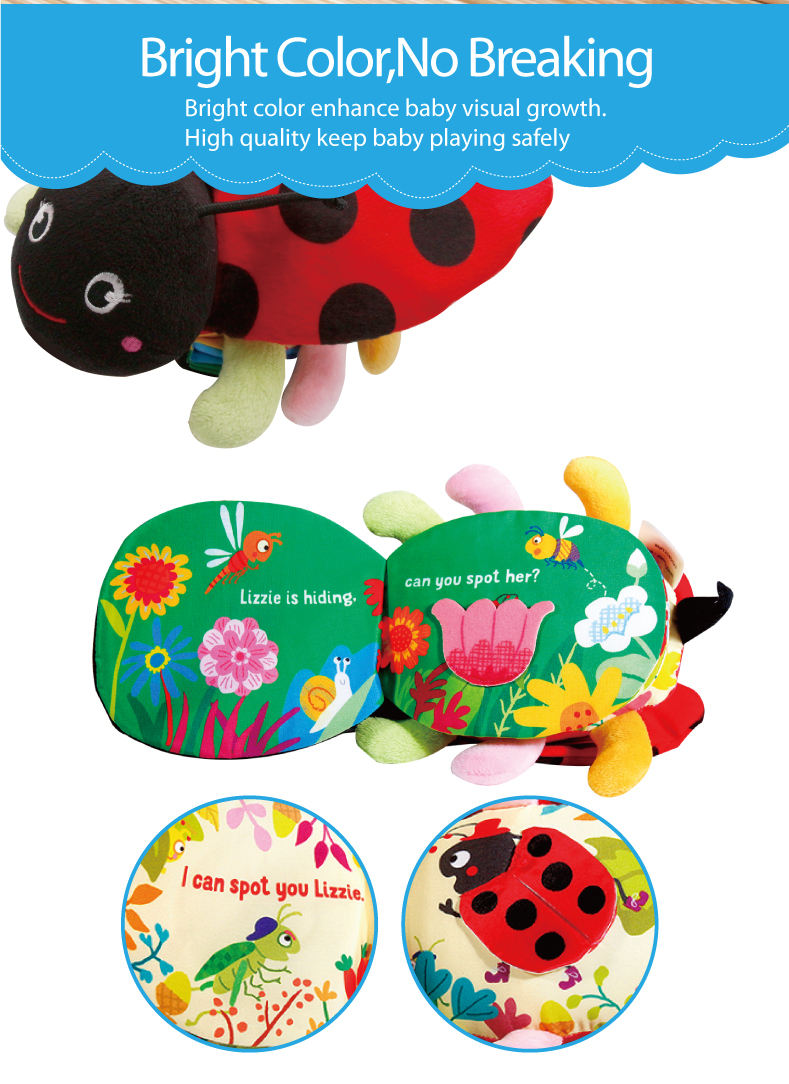 busybaby Customizable Preschool Soft Children Fabric Educational Garden Ocean cartoon printed washable Tail Soft Cloth Book