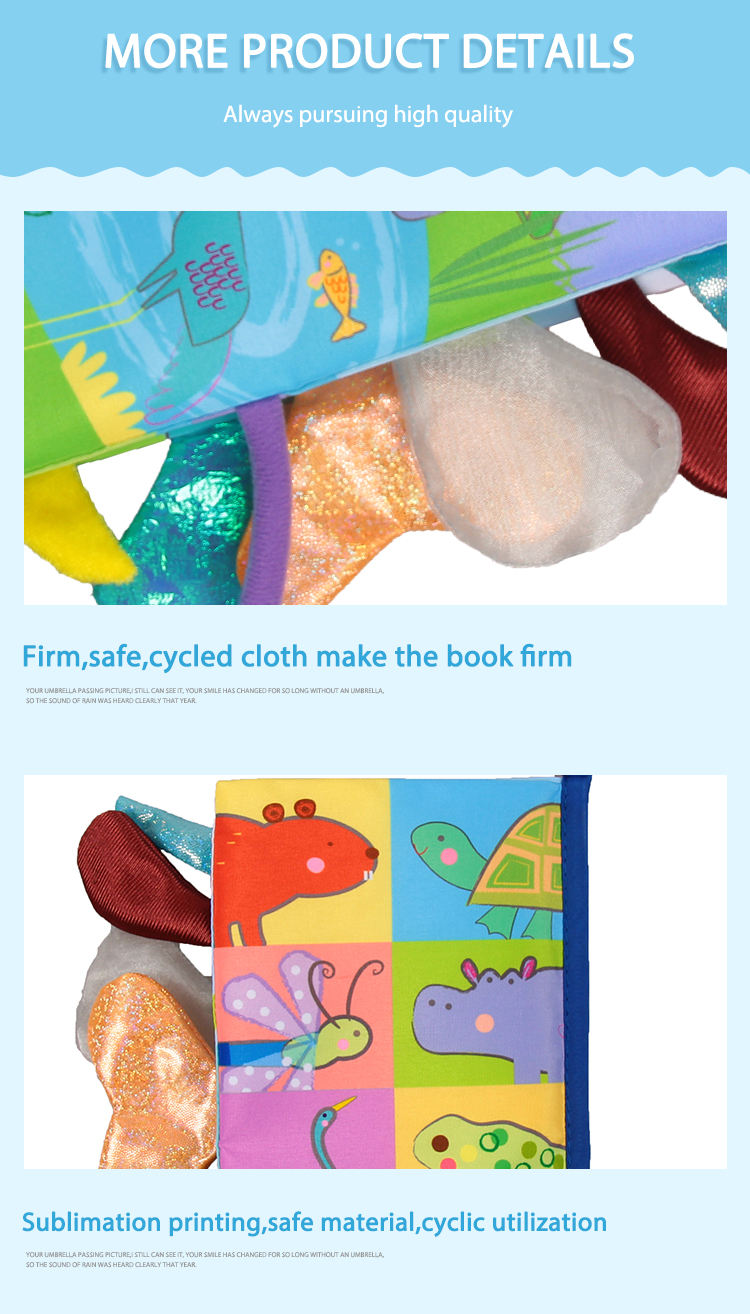 busybaby Farm Jungle tail Animals story book baby soft cartoon washable Fabric cloth book educational early learning toy