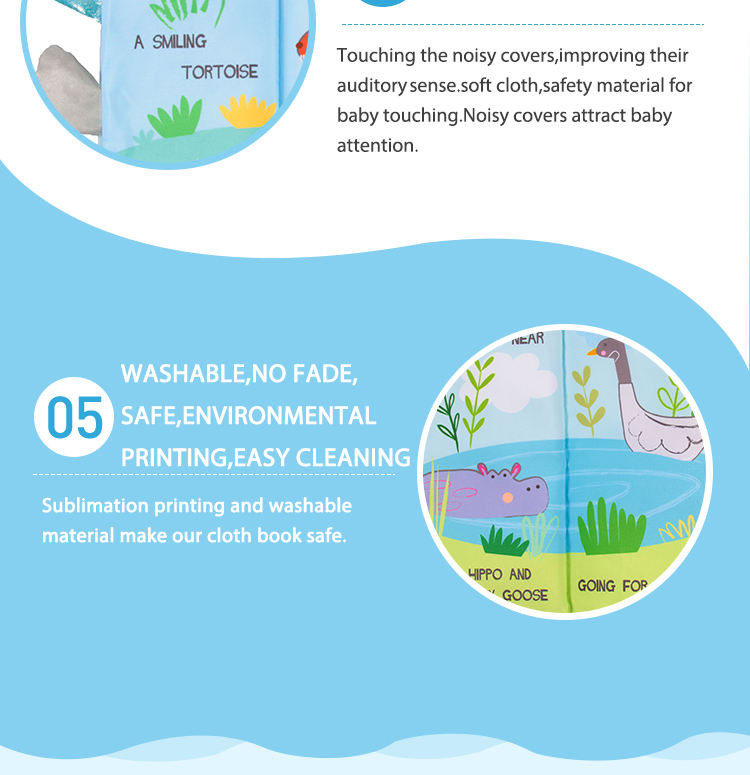 busybaby Farm Jungle tail Animals story book baby soft cartoon washable Fabric cloth book educational early learning toy