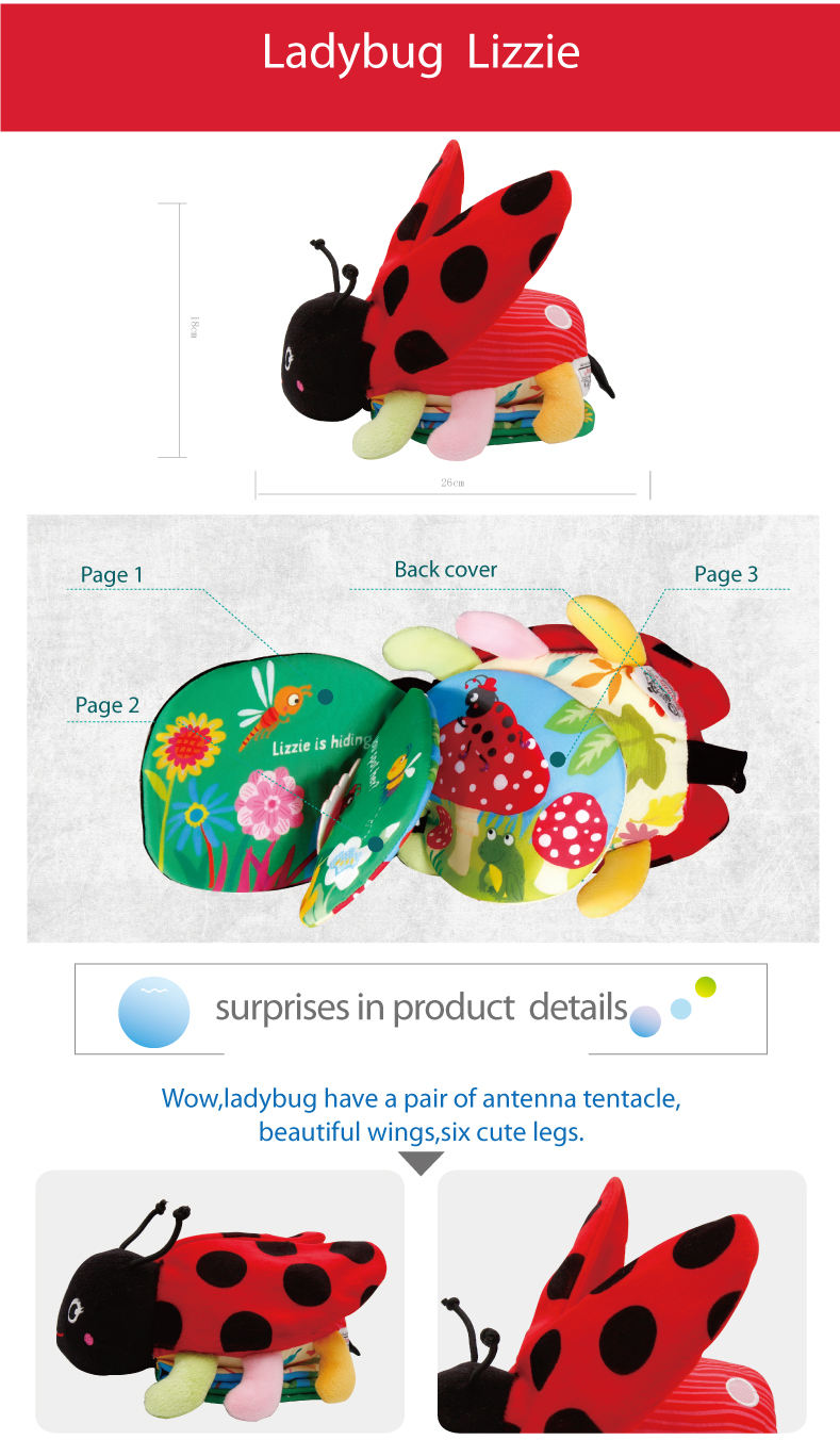 busybaby Customizable Preschool Soft Children Fabric Educational Garden Ocean cartoon printed washable Tail Soft Cloth Book