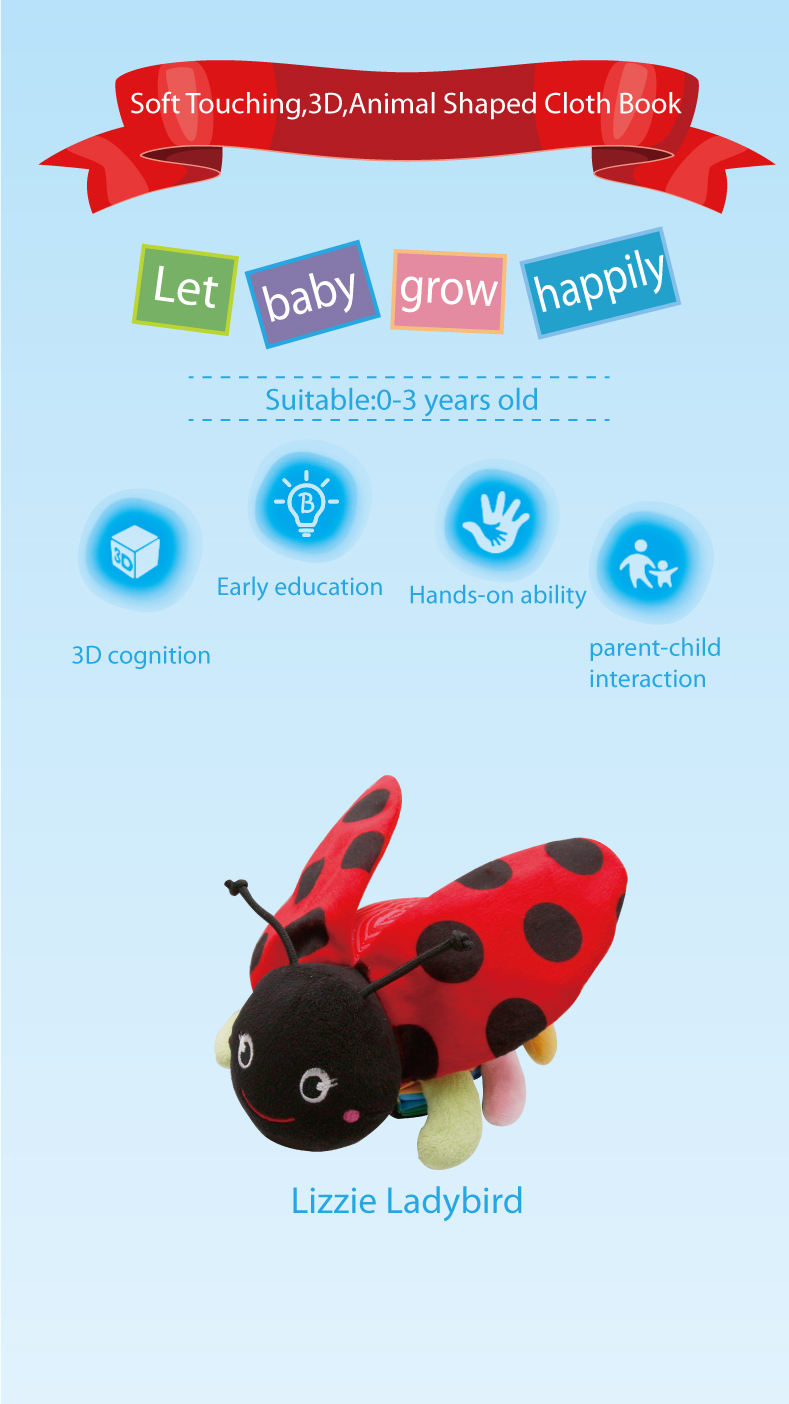 busybaby Customizable Preschool Soft Children Fabric Educational Garden Ocean cartoon printed washable Tail Soft Cloth Book