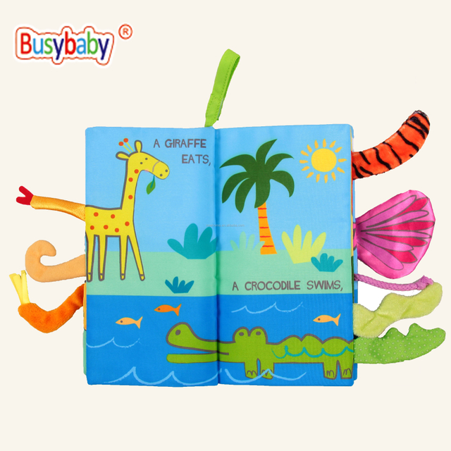 busybaby Rustle Sound Soft cartoon lovely Animals Tail Cloth Books Reading Educational Baby Toys