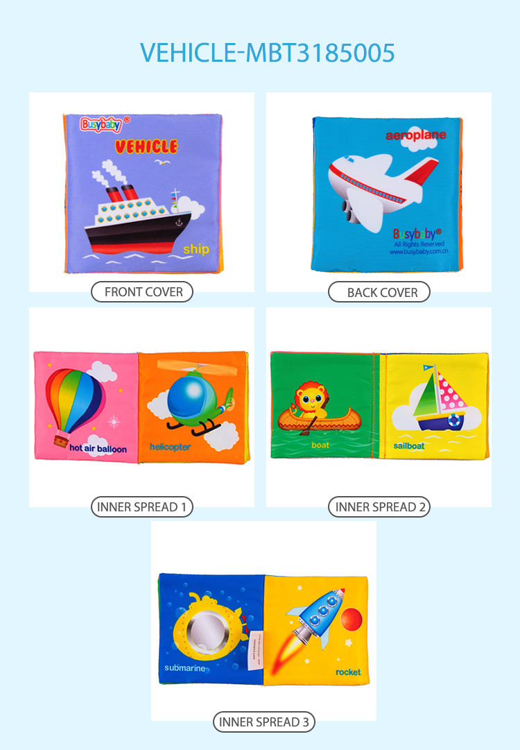 busybaby early learning educational cartoon soft washable cloth book toy