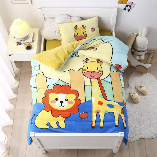 Kindergarten Duvet Three-Piece Winter Nap Thickened Milk Fiber Quilt Cover Children's Bedding Warm Six-Piece Set with Core