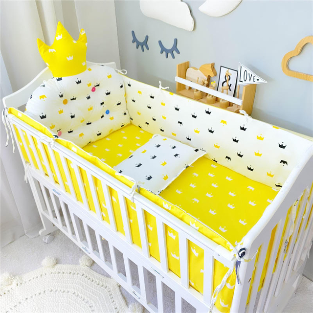 Crib Bedding for New Children Four Seasons Pure Cotton Crashproof Breathable Cotton Removable And Washable