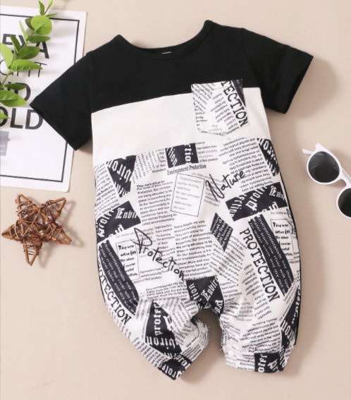 Custom Cotton Organic Letters Printed Clothing Onesie Baby Romper New Born Baby Short Sleeve Boy Bodysuit