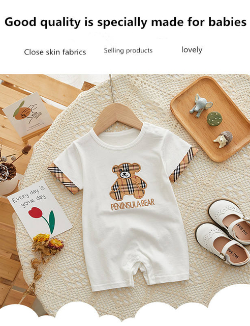 Custom Cotton Organic Baby Clothing Body Suit One-piece Climbing Suit Baby One-piece Bear Newborn Baby Tights