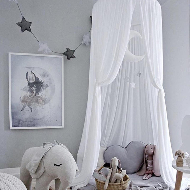 INS New Children's Tent Chiffon Mosquito Net Baby Dome Tent Bed Curtain European And American Home Decoration One Piece