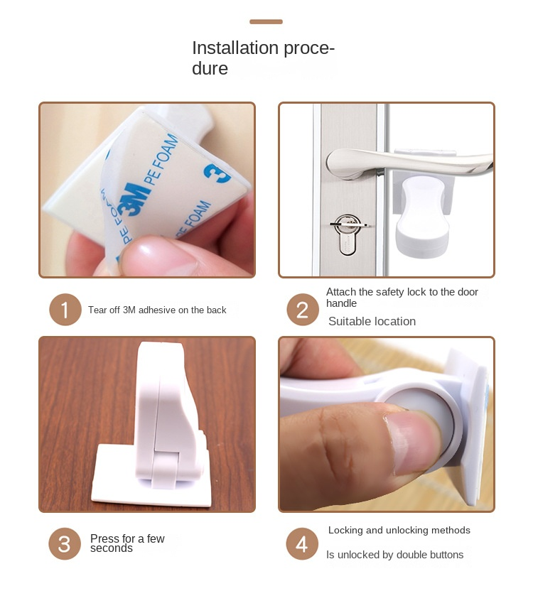 Children's Safety Lock White New Baby Child Anti-Open Door Security Lock Household Multifunctional Door Handle Lock