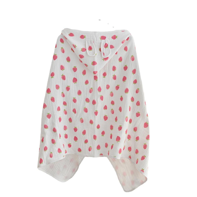 Baby Cartoon Printed Cloak Children's Hoodie Absorbent Bathrobe Baby Gauze Cotton Candy Hooded Bath Towel Beach Towel
