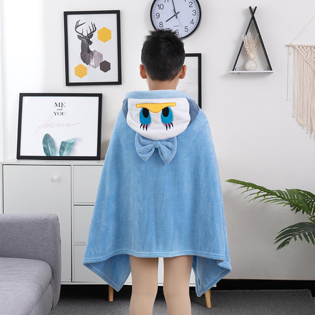 Wholesale Coral Fleece Bath Towel Cartoon Cute Thick Soft Warm Household Children's Bathrobes Hooded Cloak Absorbent