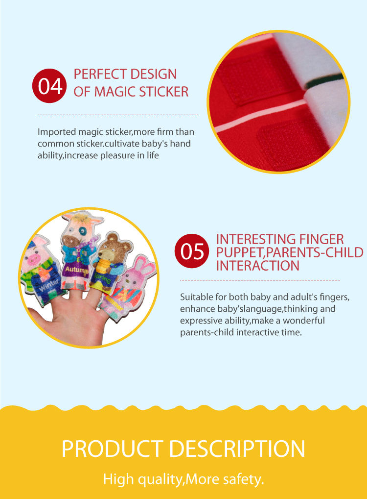 Today is baby early learning educational toy movable hanging sticker finger puppet cloth non woven fabric calendar