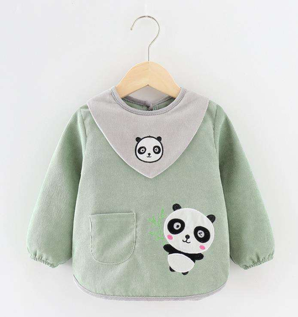Smock Long-sleeve Boy Baby Eating Waterproof Bib Female Autumn Winter Velvet Rice Bag Baby Anti-dirty Wear