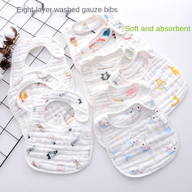 Newborn Saliva Towel Baby Bib Towel Baby Bib Eight Layers Gauze Bibs Large Cotton Cross-Border