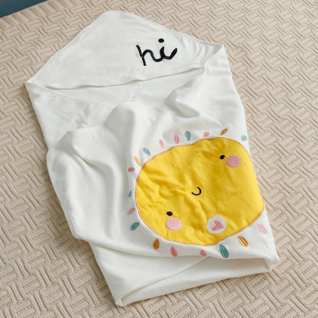 Newborn Boy & Girl Blanket Wrap Boutique 100% Cotton Baby Swaddle Sleeping Bag Newborn Hoodie Bed Blanket
