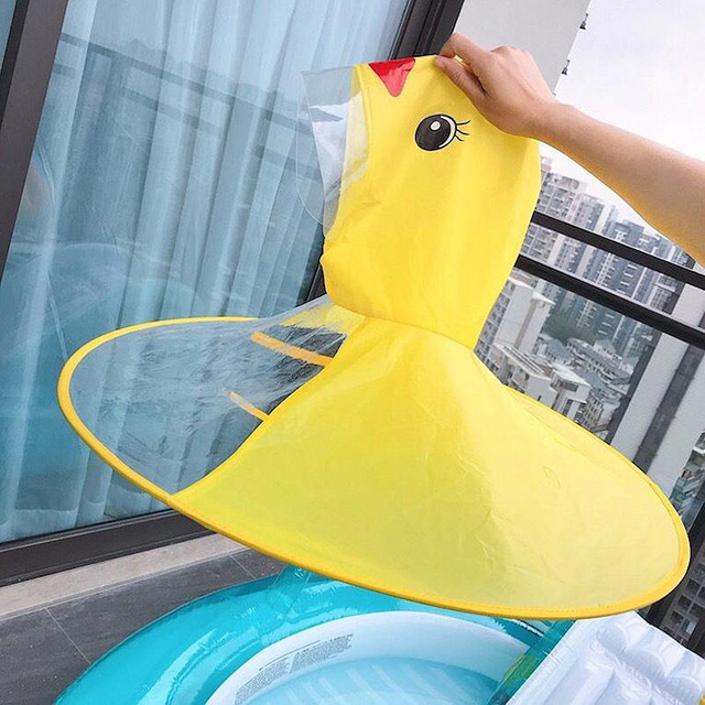 Children's Net Red Artifact UFO Raincoat Girl Small Yellow Duck Cape Poncho Baby Rain Gear Boy Kindergarten