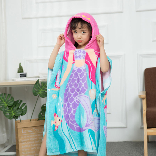 Children's Bath Towel Cape Hooded Can Be Worn And Wrapped Towel Material Water-Absorbing Bath Baby for Swimming Only Bathrobe