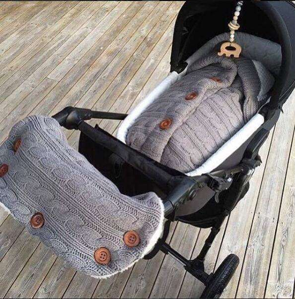 European And American Knitted Button Fleece Sleeping Bag Stroller Baby Outdoor Baby Thickened Warm Stroller Sleeping Bag