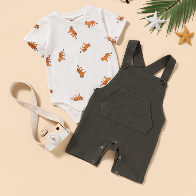 Baby Fashion Gentleman Boy Body Suits Short Sleeve Newborn Infant Jumpsuit Solid Kids Baby Clothes