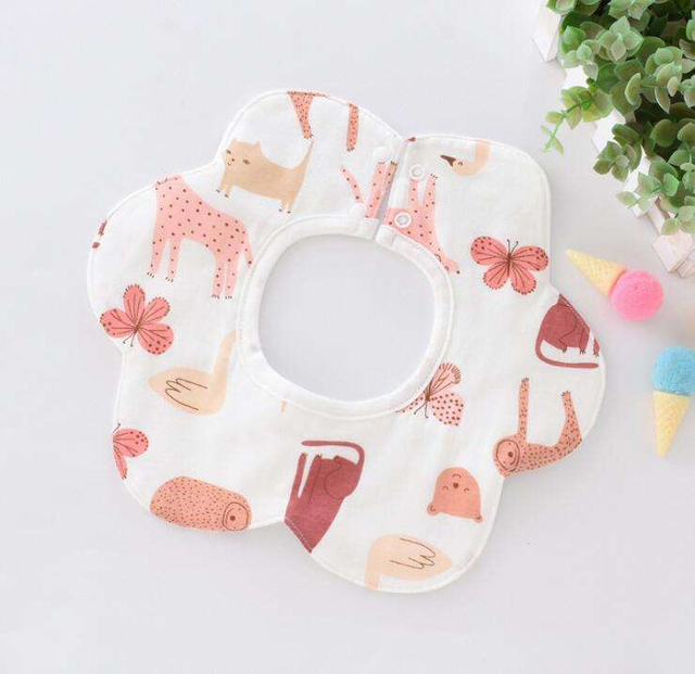 BusyBaby Korean Style Cotton Lovely 360 Flower Shape Muslin Baby Bib Saliva Towel for Infant