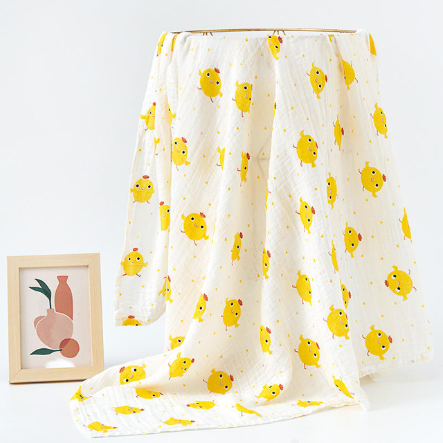 100% Cotton Covered Bath Towel Muslin New Printed Soft And Comfortable Absorbent Cartoon Newborn Products Gauze Blanket Towel