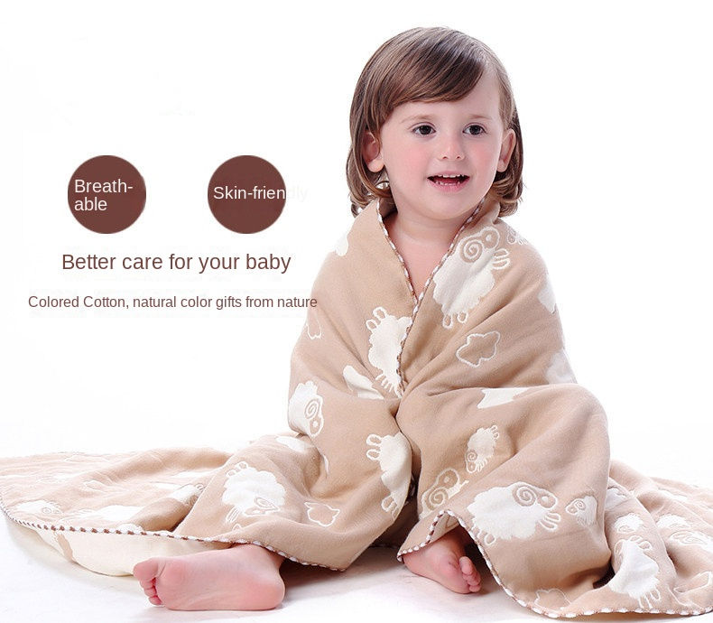 Baby's Bath Towel Cotton Gauze Soft Absorbent Newborn Blanket Baby Bath Towel Bath Supplies Colored Cotton