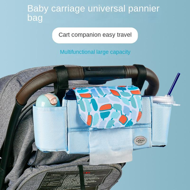 Baby Stroller Storage Multifunctional Stroller Saddlebag Hanging Storage Bag Storage Bag Waterproof Mummy Bag Feeding