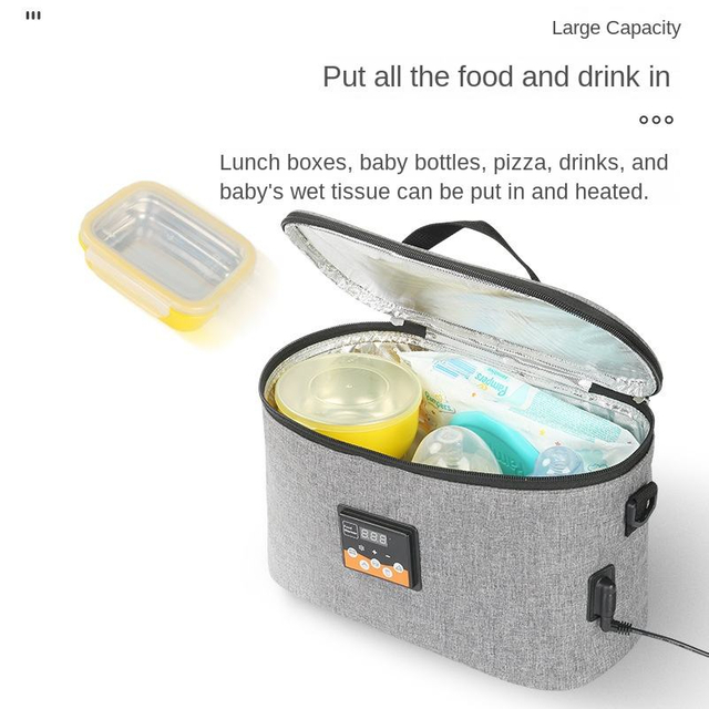 Car Feeding Bottle Heating Insulated Bag Outdoor Portable Lunch Box Warmer Milk Warmer Temperature Adjustable