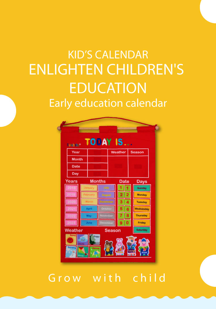 Today is baby early learning educational toy movable hanging sticker finger puppet cloth non woven fabric calendar