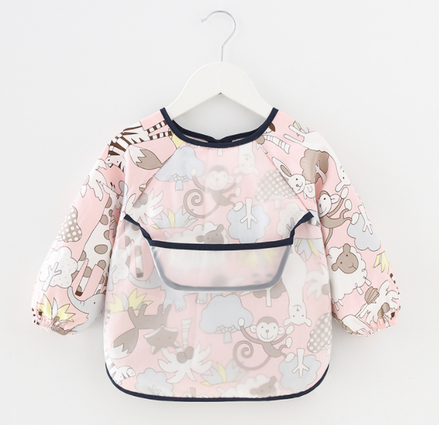 Baby Cartoon Waterproof Children Baby Eating Clothes Children Long-sleeved Pocket Long Sleeved Baby Bib