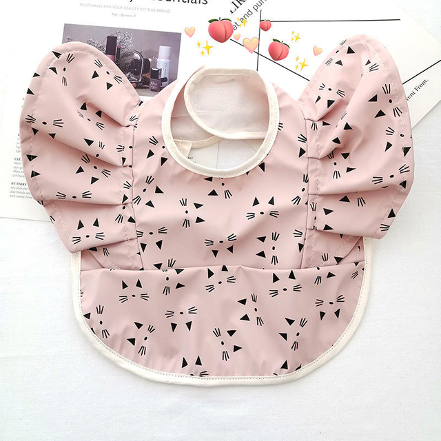 Baby Food Pocket Angel Wings PU Waterproof Bib Children Add Supplementary Food To Prevent Dirty Saliva Pocket