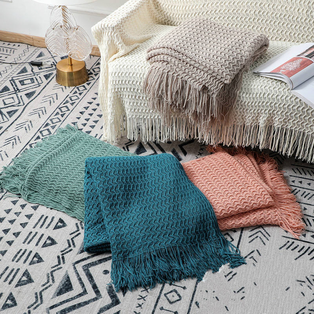 Sofa Cover Cover Blanket Knitted Cross-Border Air Conditioning Blanket Tassel Nap