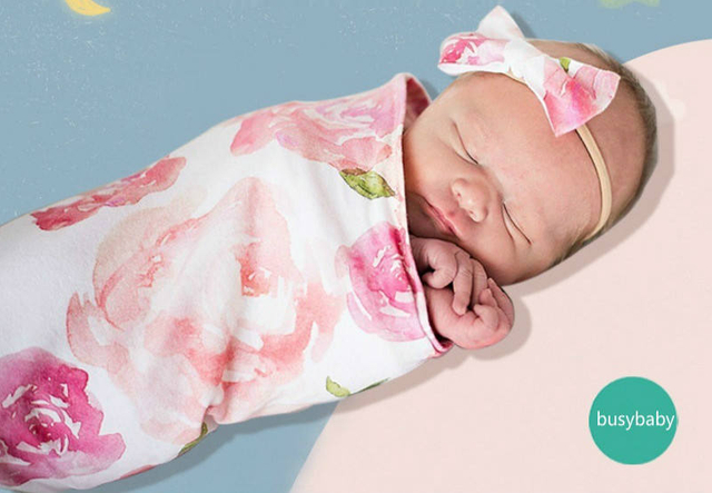 Busybaby Cross-Border Baby Wrap with Hair Band Two-Piece Anti-Kick Cocoon Shaped Baby Sleeping Bag Hair Band Set