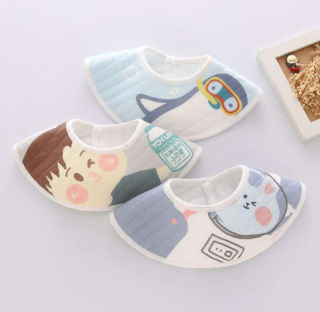 BusyBaby Korean Style Cotton Cartoon Printed Waterproof Lovely 360 Saliva Towel Baby Bib