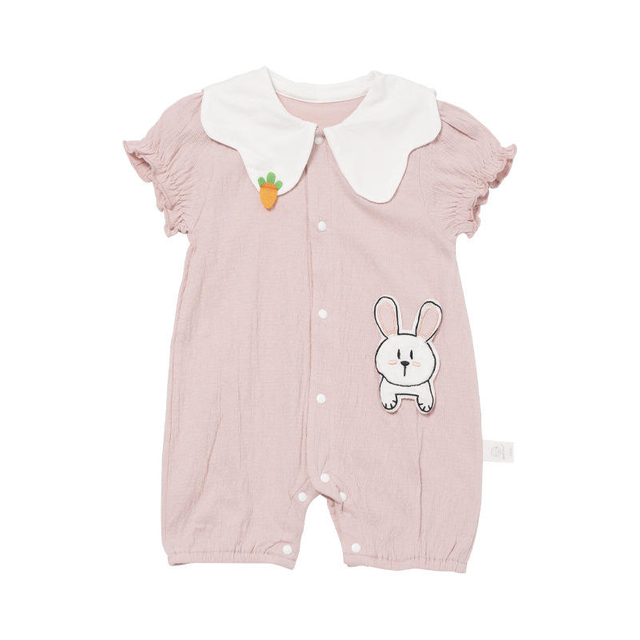 Children's Clothing Summer Button Baby Girl's Jumpsuit Cotton Baby Cute Animal Bunny Pattern
