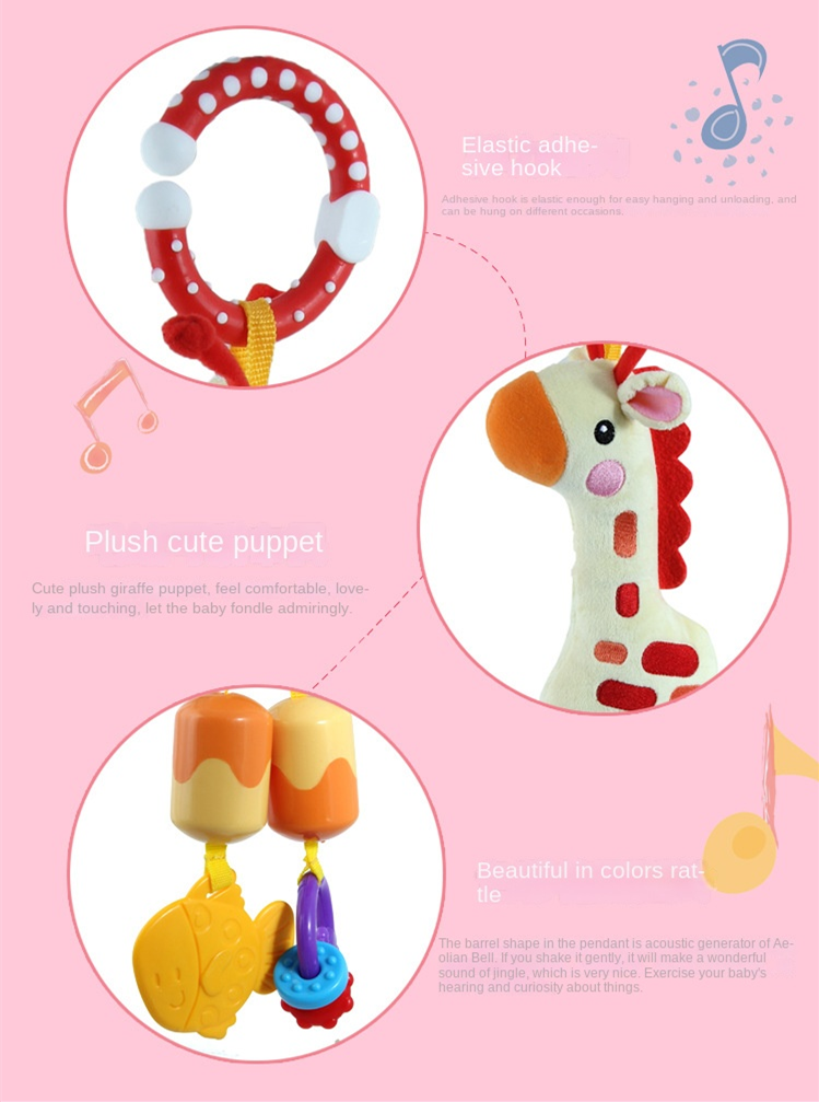 Giraffe Puppy Infant Plush Comforter Toy Baby Wind Chimes Teether Car Hanging Crib Hanging Bed Bell
