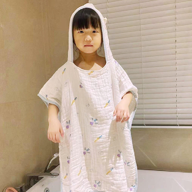Hooded Bath Towel Baby's Bath Towel Cotton Gauze Super Soft Absorbent Children's Bath Towel Cape Bathrobe 1-8 Years Old