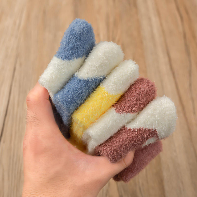 Baby Socks Autumn And Winter Cotton Fleece-Lined Thick Coral Fleece Newborn Winter Style Warm Newborn Baby Tube Socks