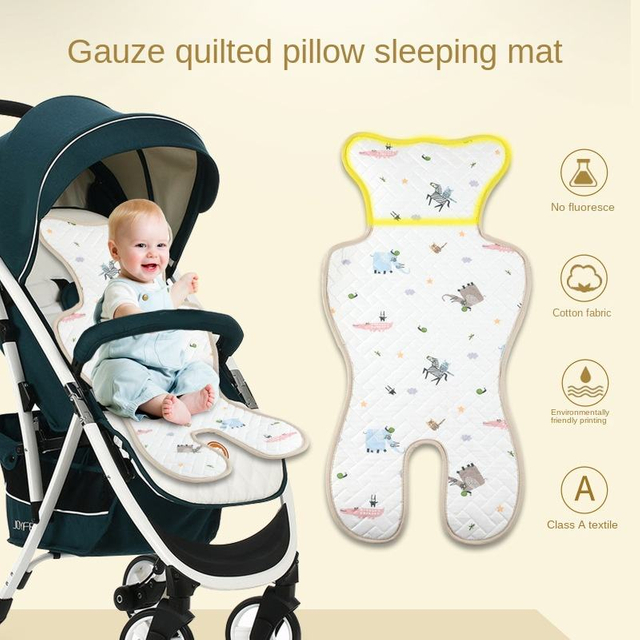 Pure Cotton Baby Stroller Cushion Baby Safety Seat Cushion Umbrella Car Thin Breathable Dining Chair Cushion Multifunctional