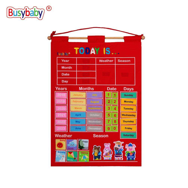 Busybaby Fabric Toy Cloth Toy Christmas Gift Baby Early Learning Educational Weather Chart Calendar Toy
