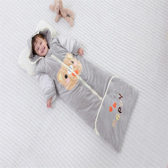 Baby Sleeping Bag in Autumn And Winter Extra Thick Cotton Baby Sleeve Removable for 0-7 Years of Age