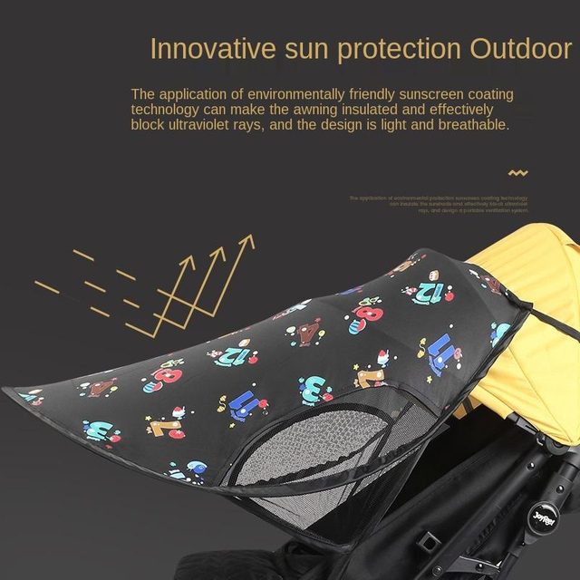 Factory Direct Sales Cartoon Printed Stroller Accessories Sunshade Summer Baby Outdoor Stroller Visor Sun Protection Ceiling