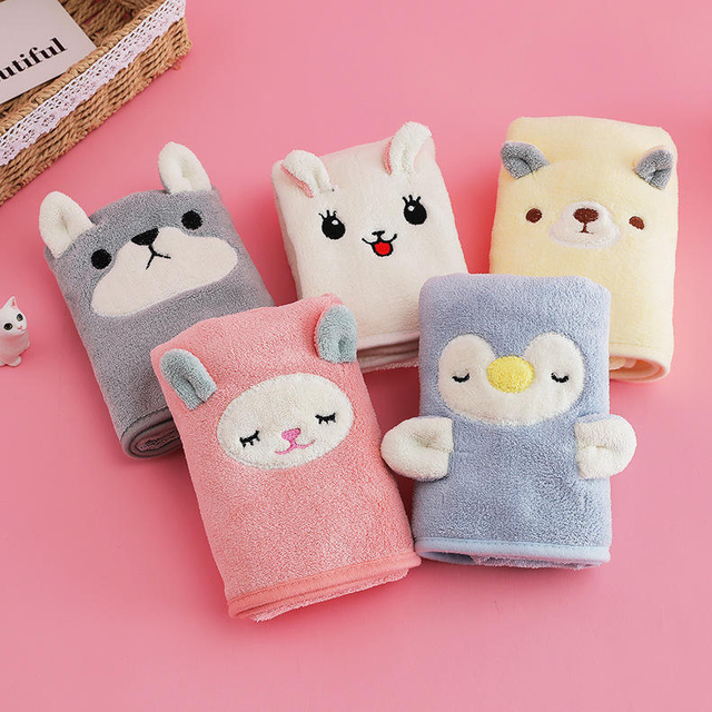 Children's Coral Wool Absorb Facial Wash Cute Cartoon Custom Logo Towel