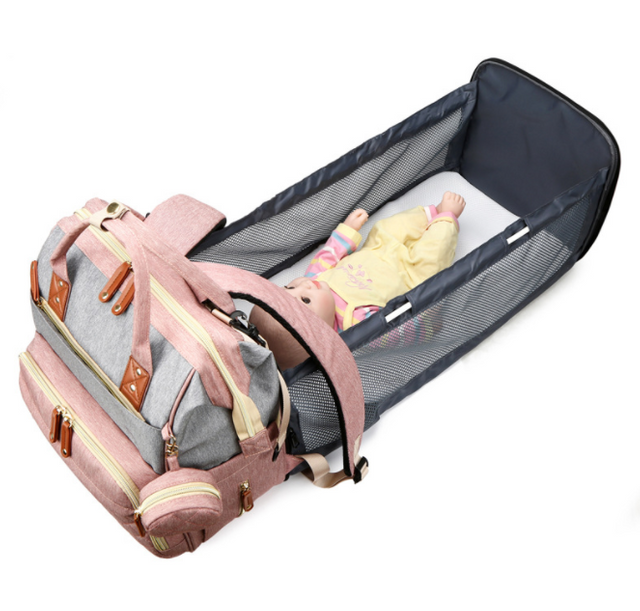 Mummy Bag Solid High-quality New Mother-baby Bag Double Shoulder Outdoor Large Capacity Convenient Folding Bed Bag