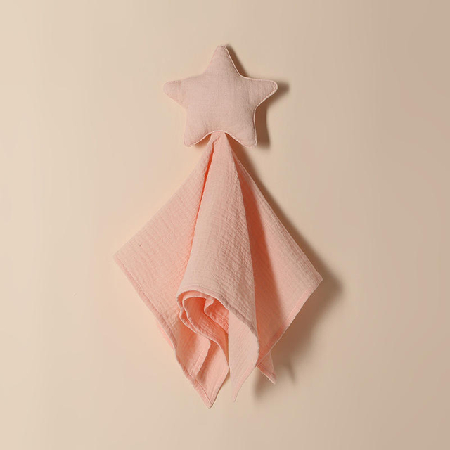 High Quality Comfortable Solid Muslin Gauze Star Moon Toy Sleep Time Baby Soothing Security Blanket Baby Appease Towel