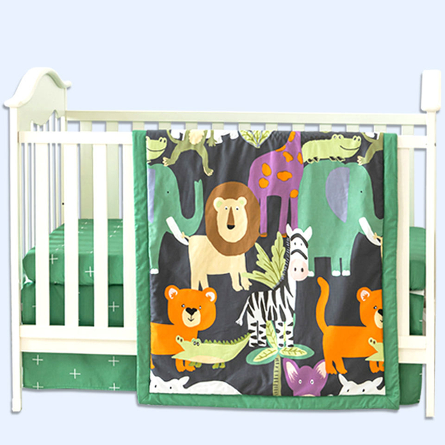 New Cartoon Design Nursery School 100% Cotton Cute Bedding Set 3 Piece Baby Bedding Set