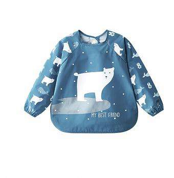 Wear Long Sleeve Wear Baby Eat Overalls Baby Waterproof Dirt-proof Bib Reverse Dressing