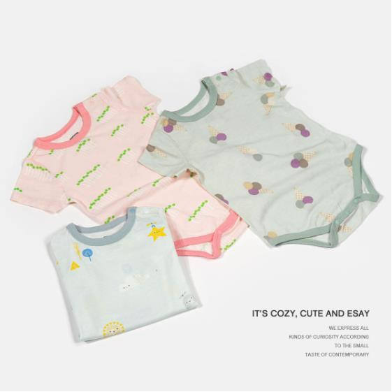 Infant Romper Summer New Unisex Baby Short Sleeve Bamboo Fiber Jumpsuit Triangle Suit