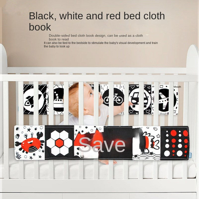 Cross-Border New Arrival Black And White Bed Fence Cloth Book Baby Tear-Proof Double-Sided Bed Fence Baby Fence Books for Early