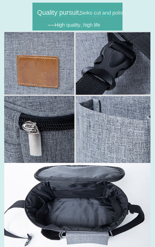 Cross-Border Hot Sale Cotton and Linen Stroller Saddlebag Multi-Functional Single-Shoulder Mommy Bag Stroller Hanging Bag